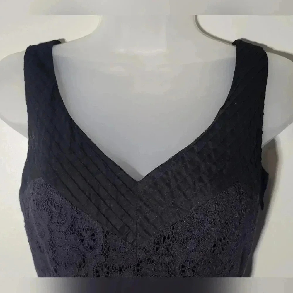 Nine West Fit and Flare V-neck Sleeveless Midi black dress womens size Large - Picture 2 of 10